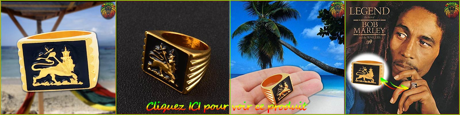 Bannière bague Lion Rasta