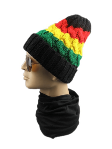 Bonnet Long Oversize Style Rasta En Acrylique - Tricot Côtelé, Unisexe - Chaud Et Décontracté