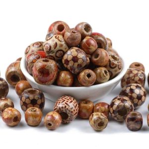 12 Perles D'entretoise Pour Dreadlocks En Bois Rouge Foncé - Macramé